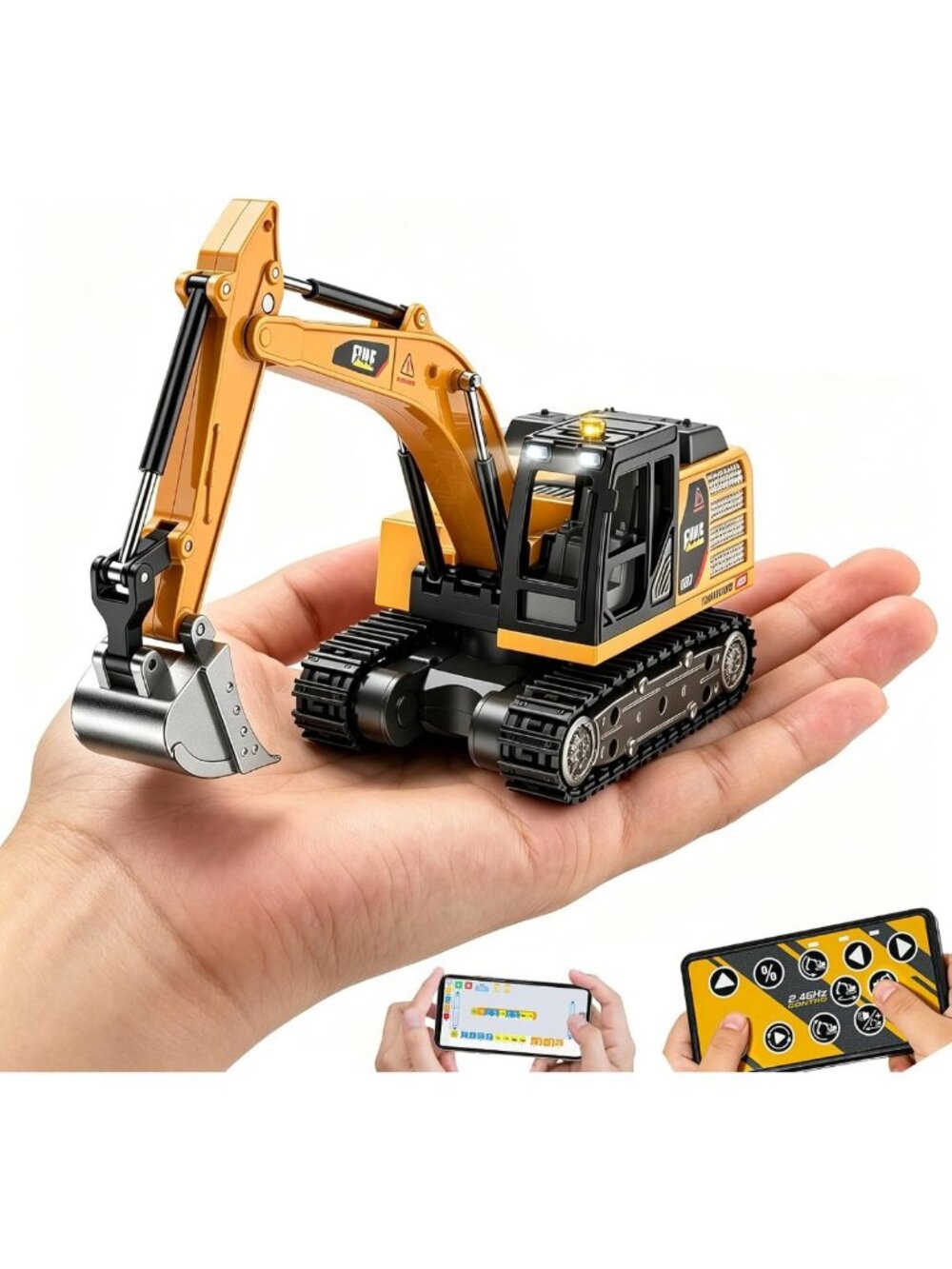 Mini RC Excavator Toy 1:64 - Remote Control Alloy Construction Vehicle, STEM